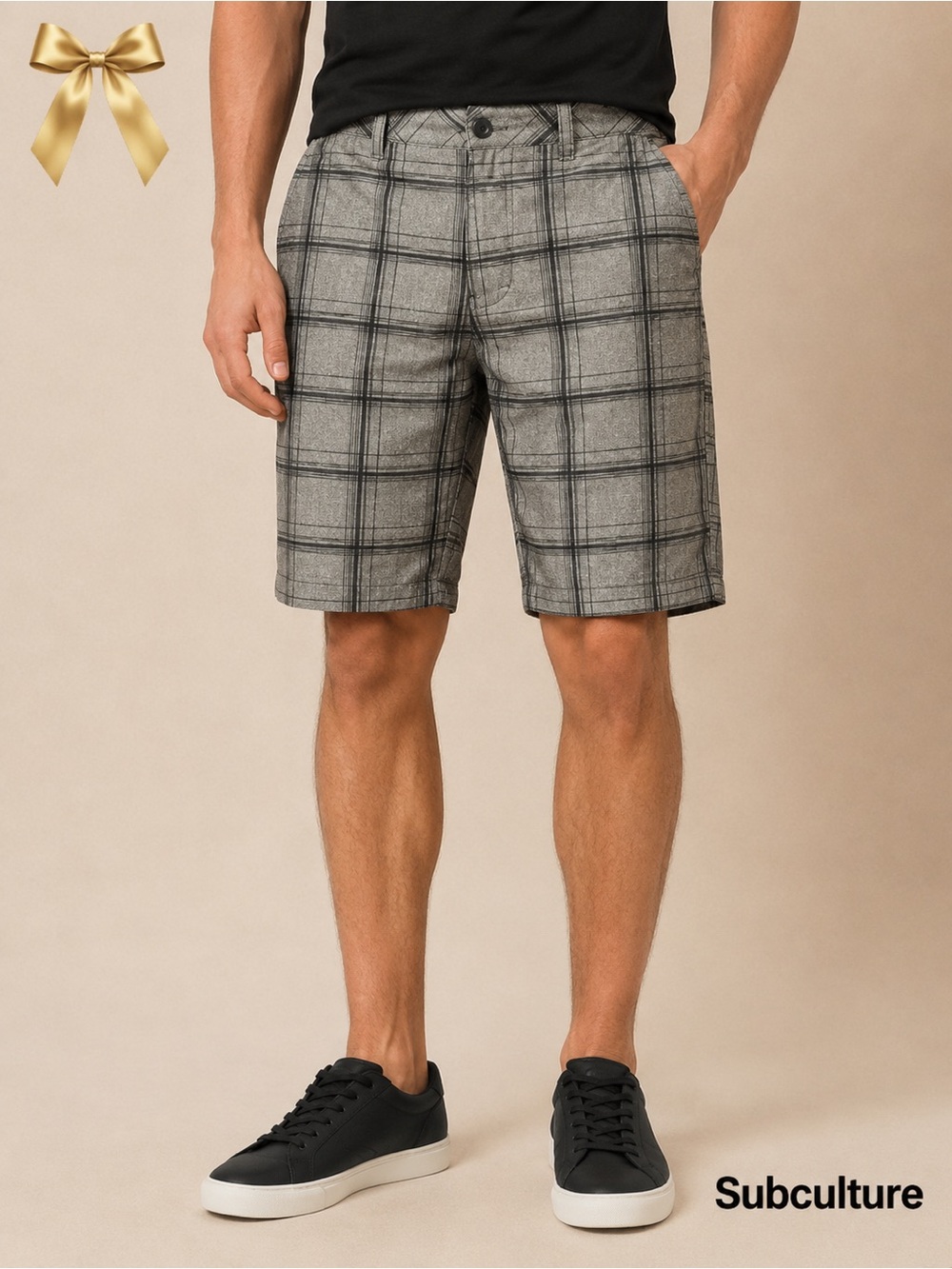 Subculture Gray Plaid Bermuda Shorts Sz 34 NWT